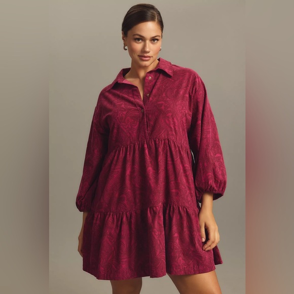 The Bettina Tiered Shirt Dress by Maeve: Mini Corduroy Edition women’s large - Picture 4 of 13